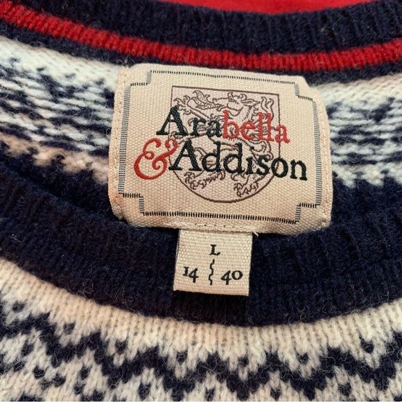 Arabella & Addison Nautical Striped Wool Sweater with Anchor Neck Women’s Size L - Picture 4 of 9
